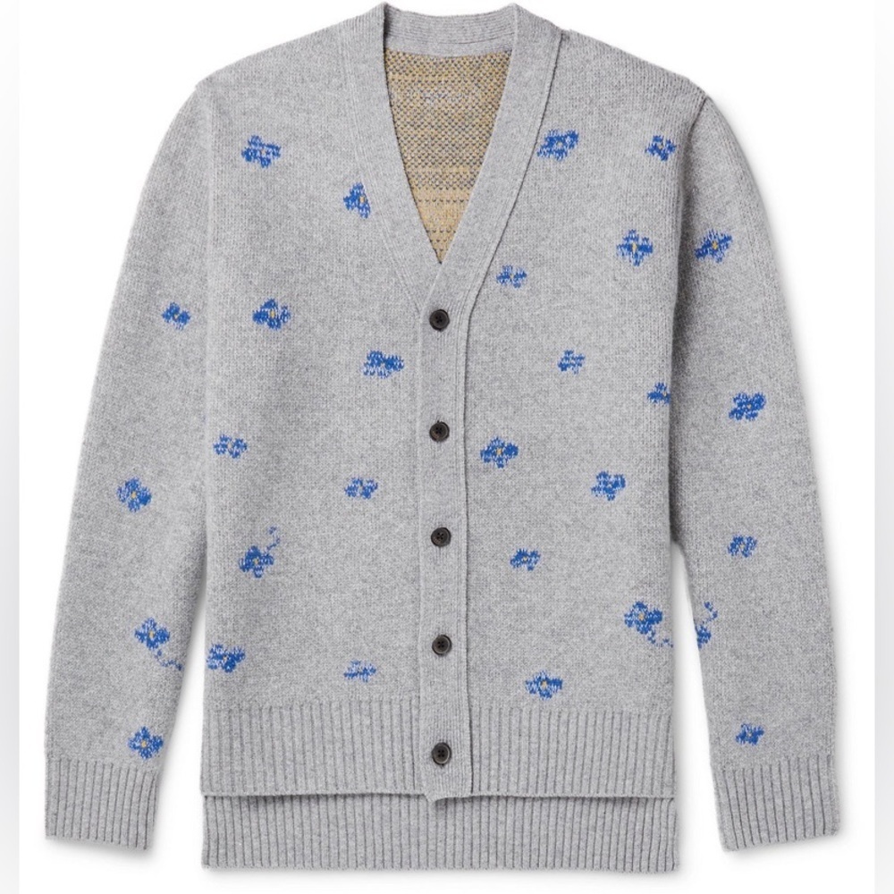 ADER ERROR Oversized Floral Jacquard Wool Cardigan in Gray Size A1/Small VGUC